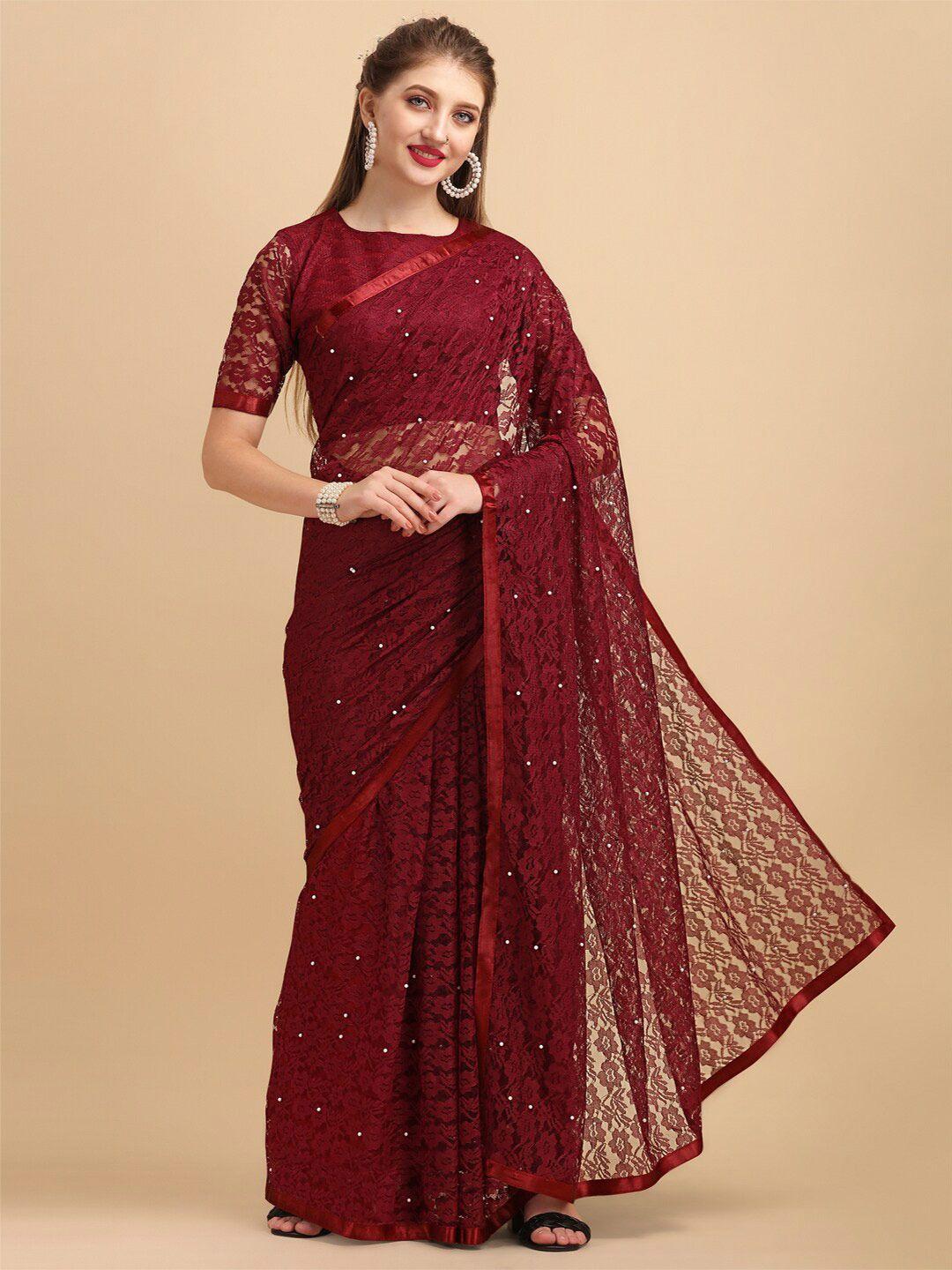 sangria beaded embellished lace saree