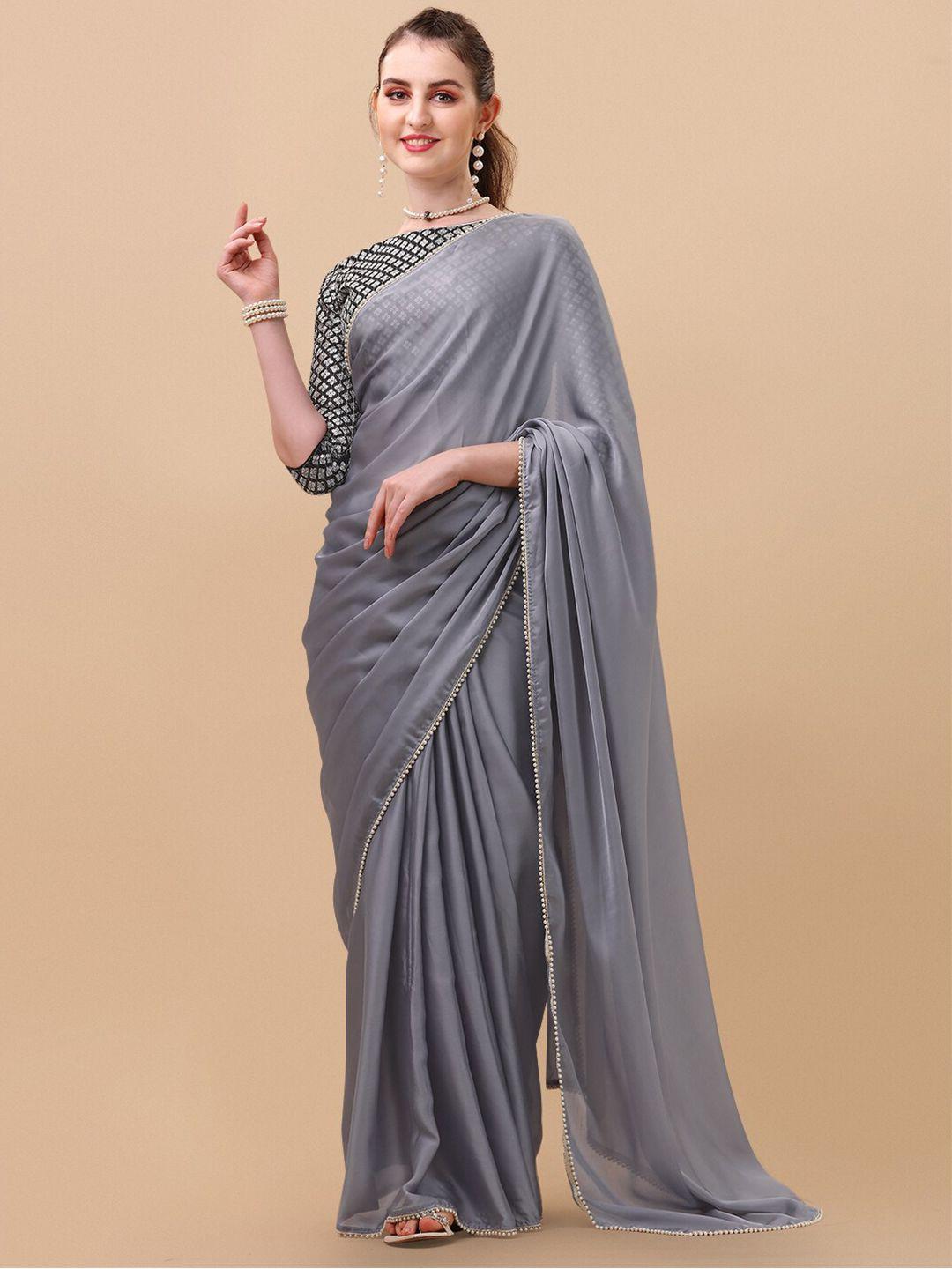 sangria beads and stones satin saree