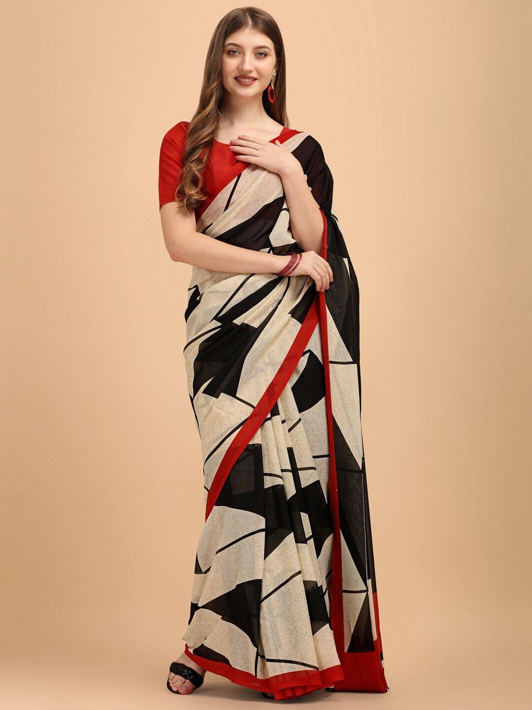 sangria beige & black printed saree