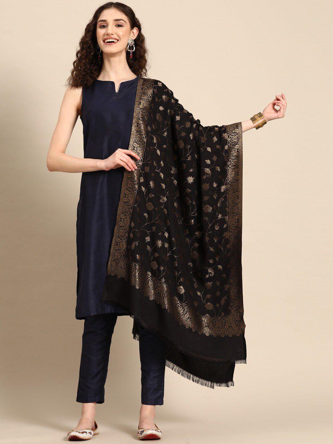 sangria black ethnic motif woven design modal stole