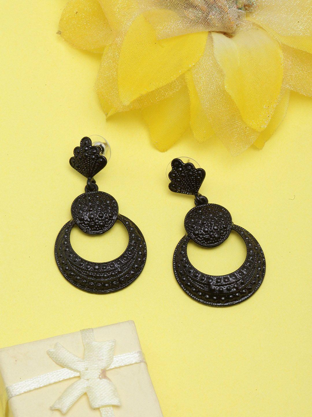 sangria black-plated contemporary shaped drop earrings