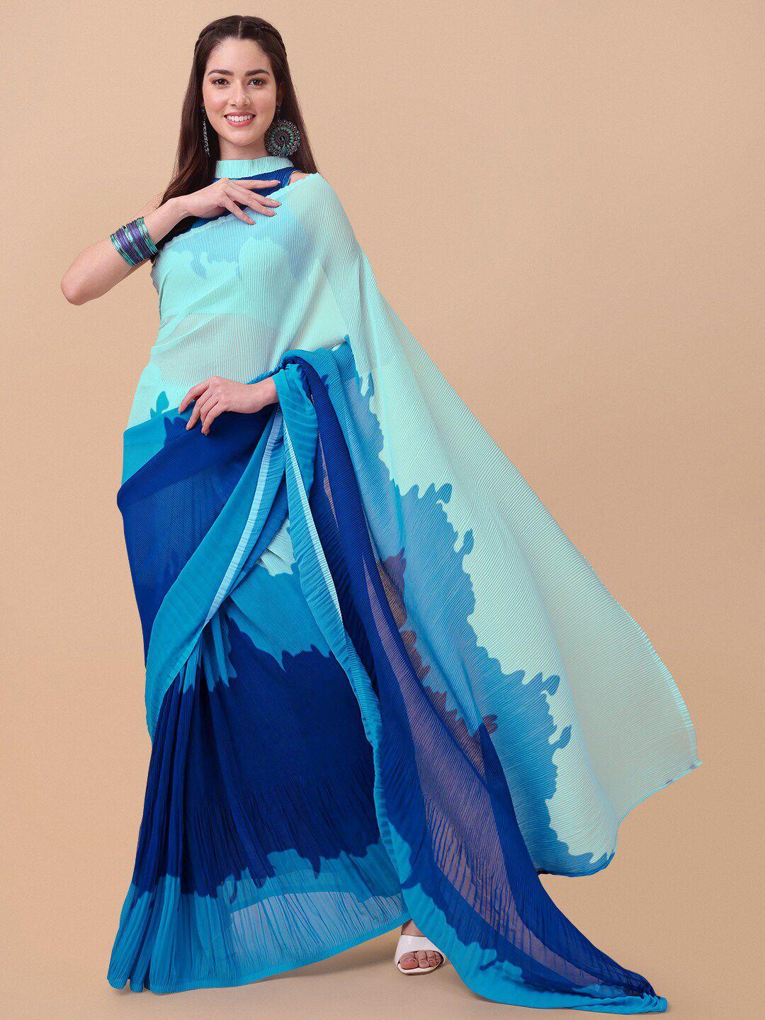 sangria blue colourblocked saree