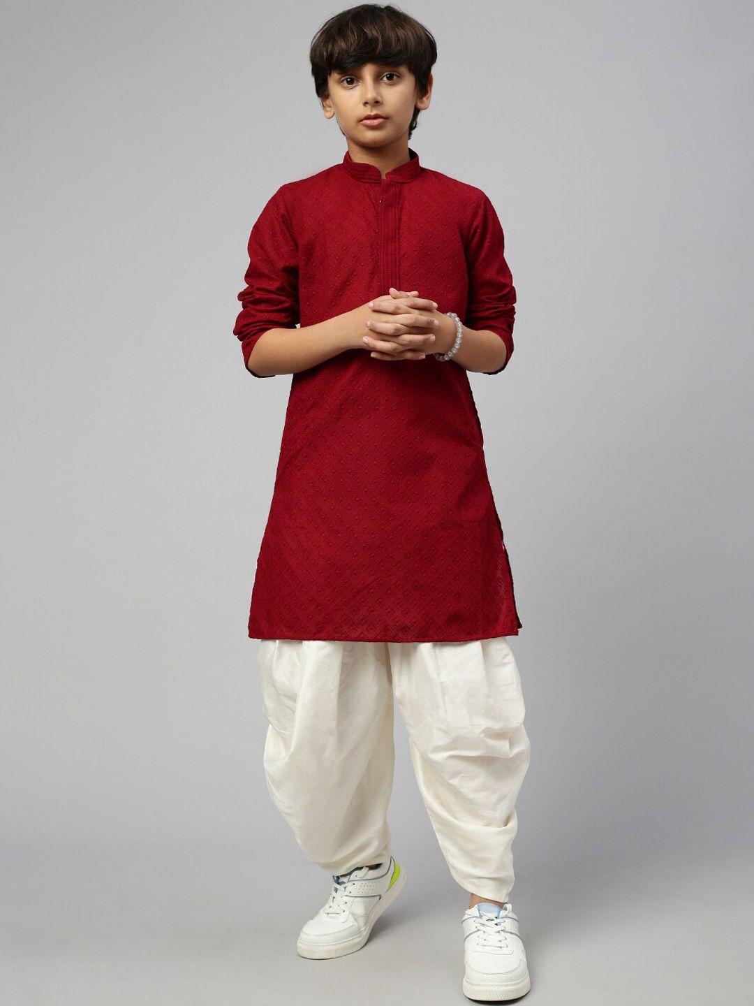 sangria boys mandarin collar long sleeves cotton kurta sets