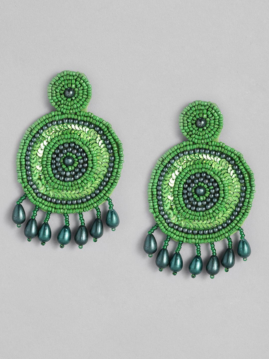 sangria circular beaded embellished drop earrings