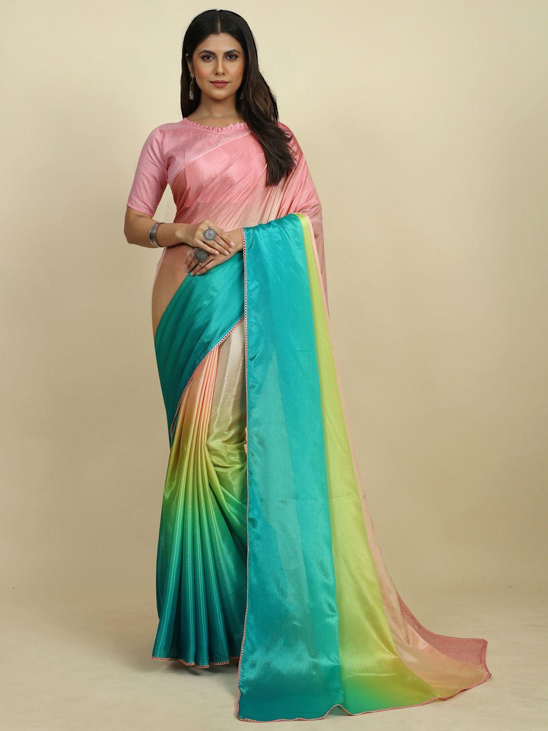 sangria colourblocked chiffon saree