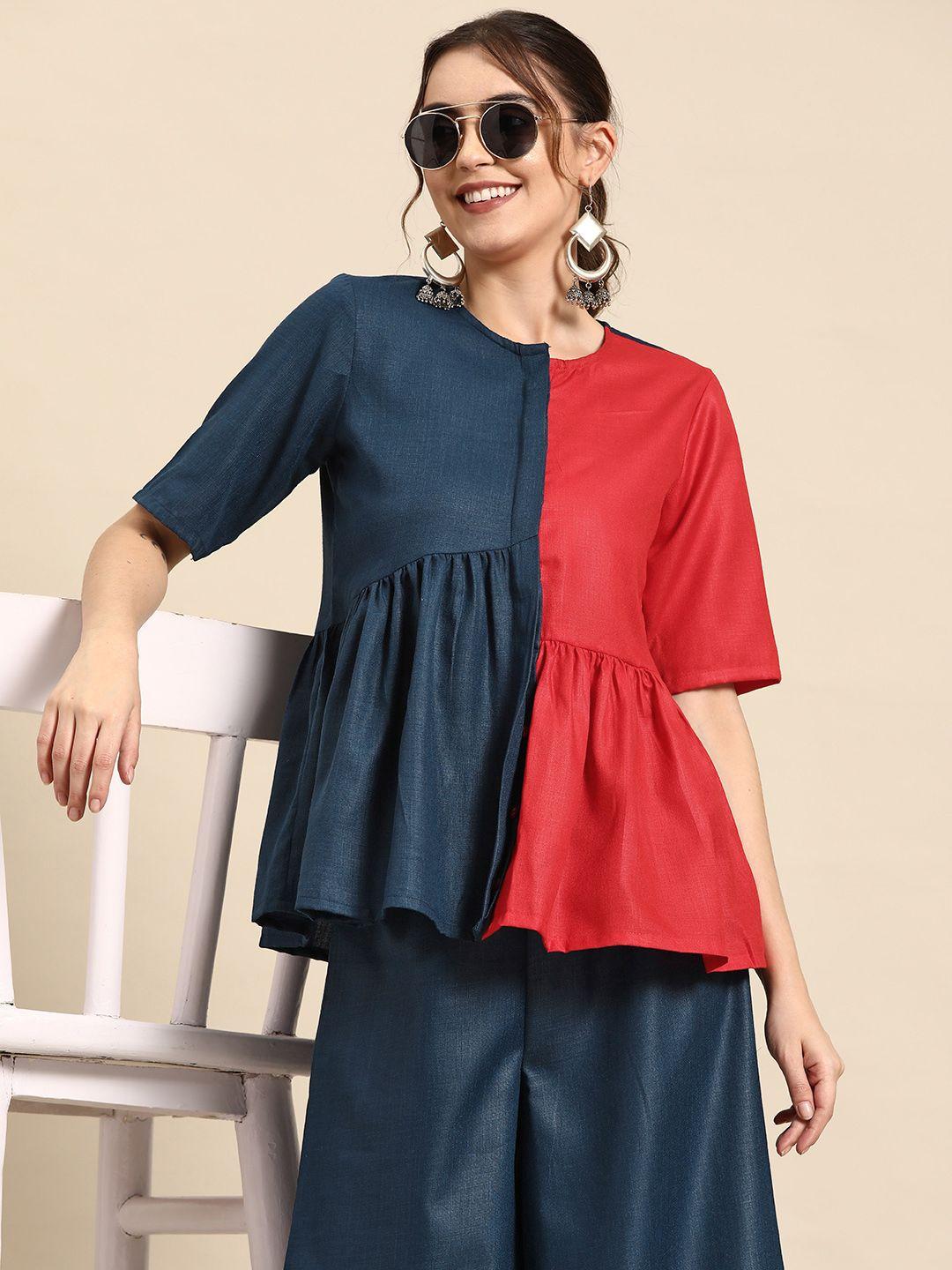 sangria colourblocked top with palazzos