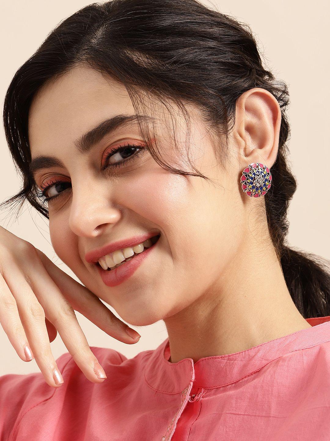 sangria embellished circular studs earrings