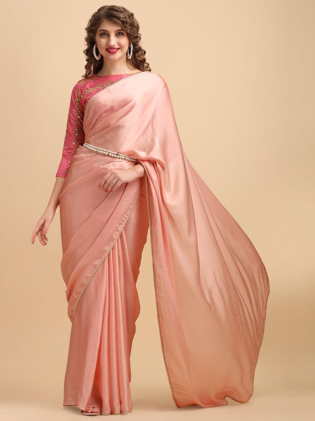 sangria embellished pearl border saree with embroidered blouse