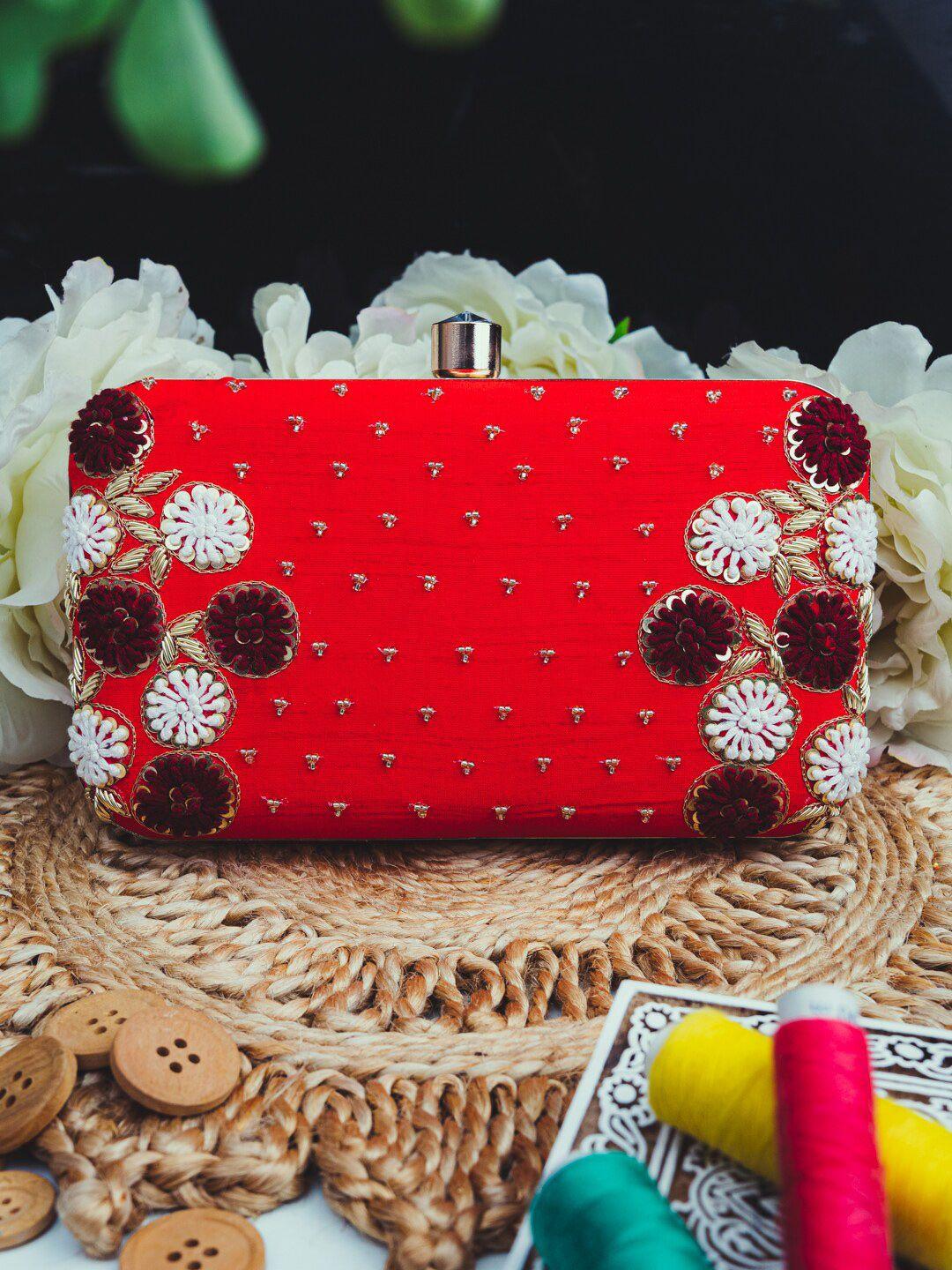 sangria embroidered box clutch