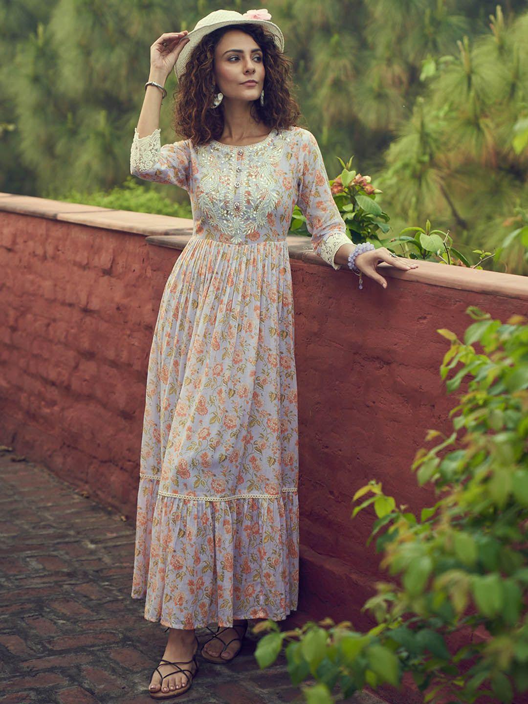 sangria embroidered empire ethnic dress