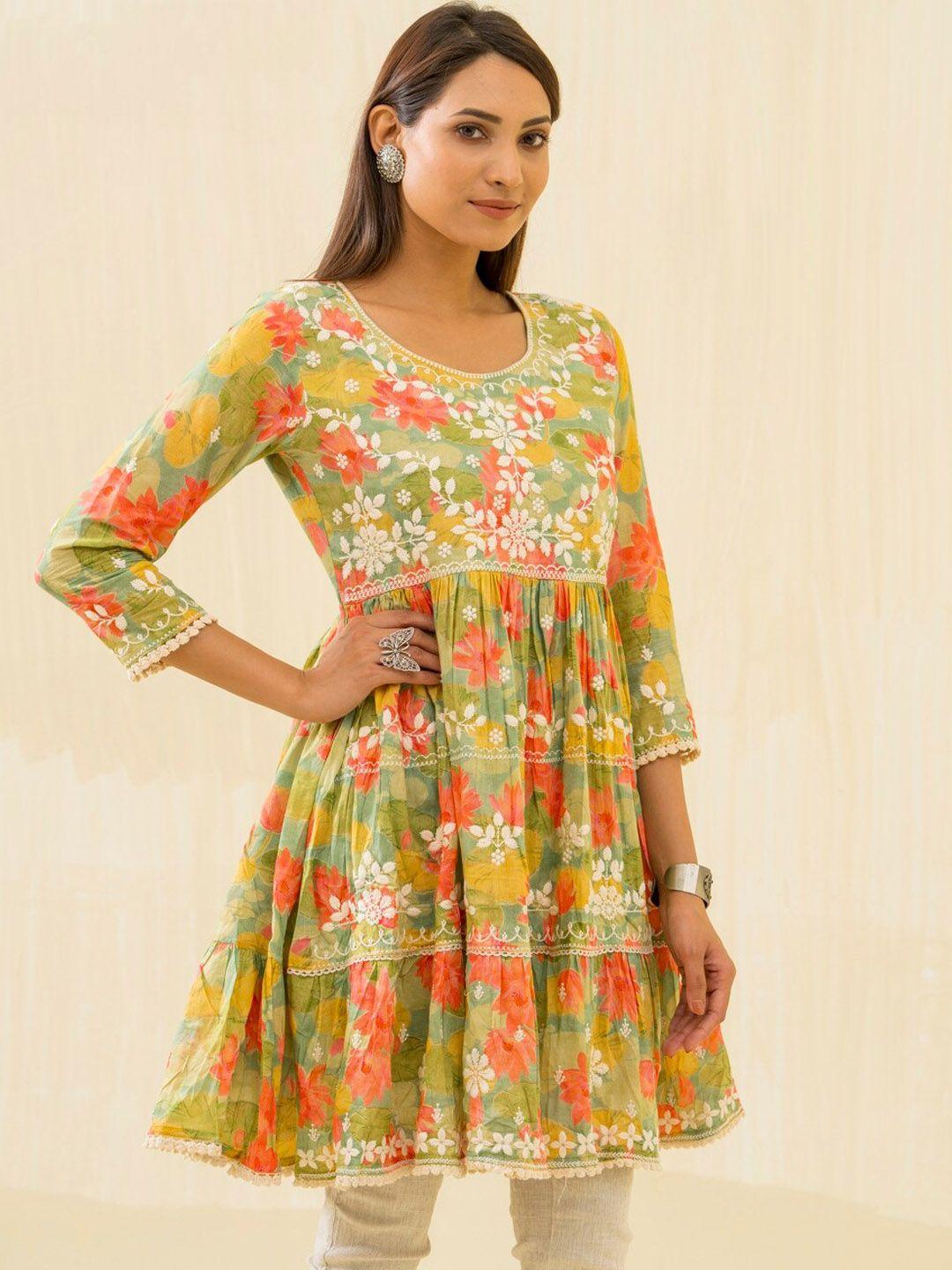 sangria embroidered flared kurti