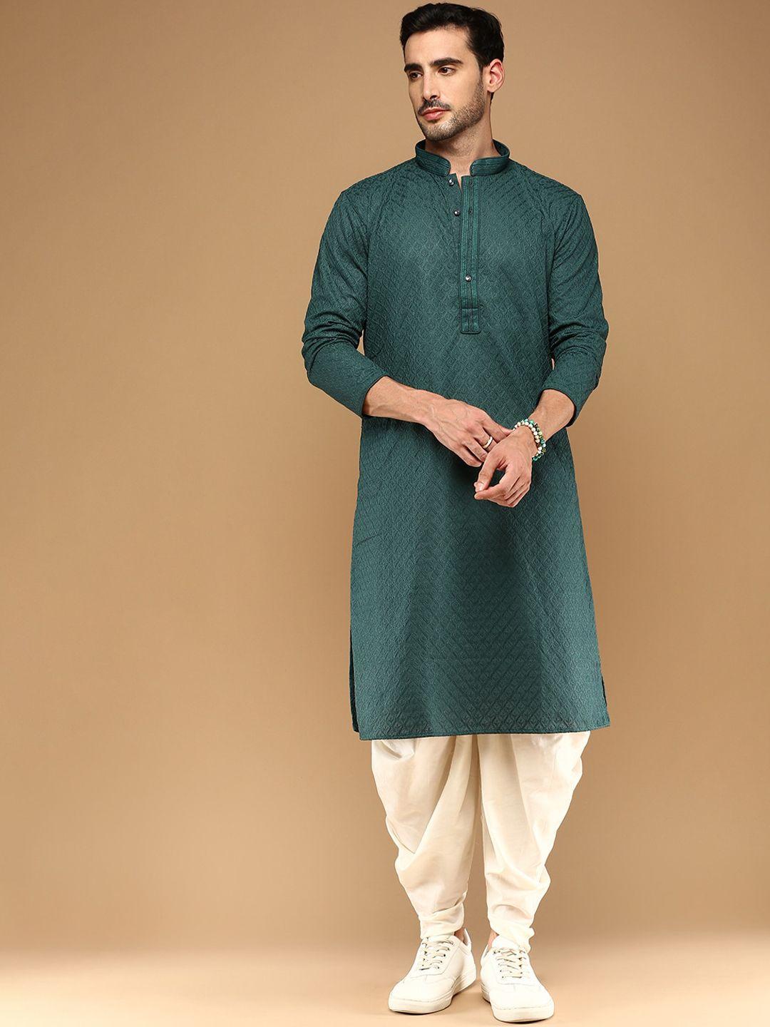 sangria embroidered mandarin collar cotton straight kurta