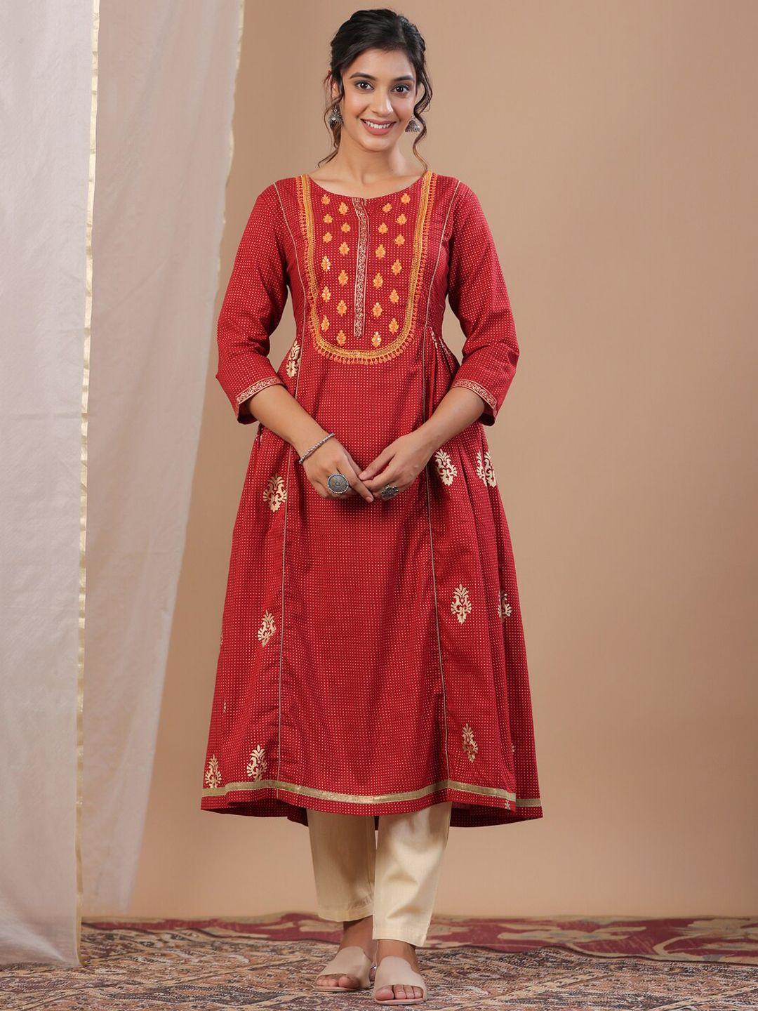 sangria embroidered pure cotton kurta set