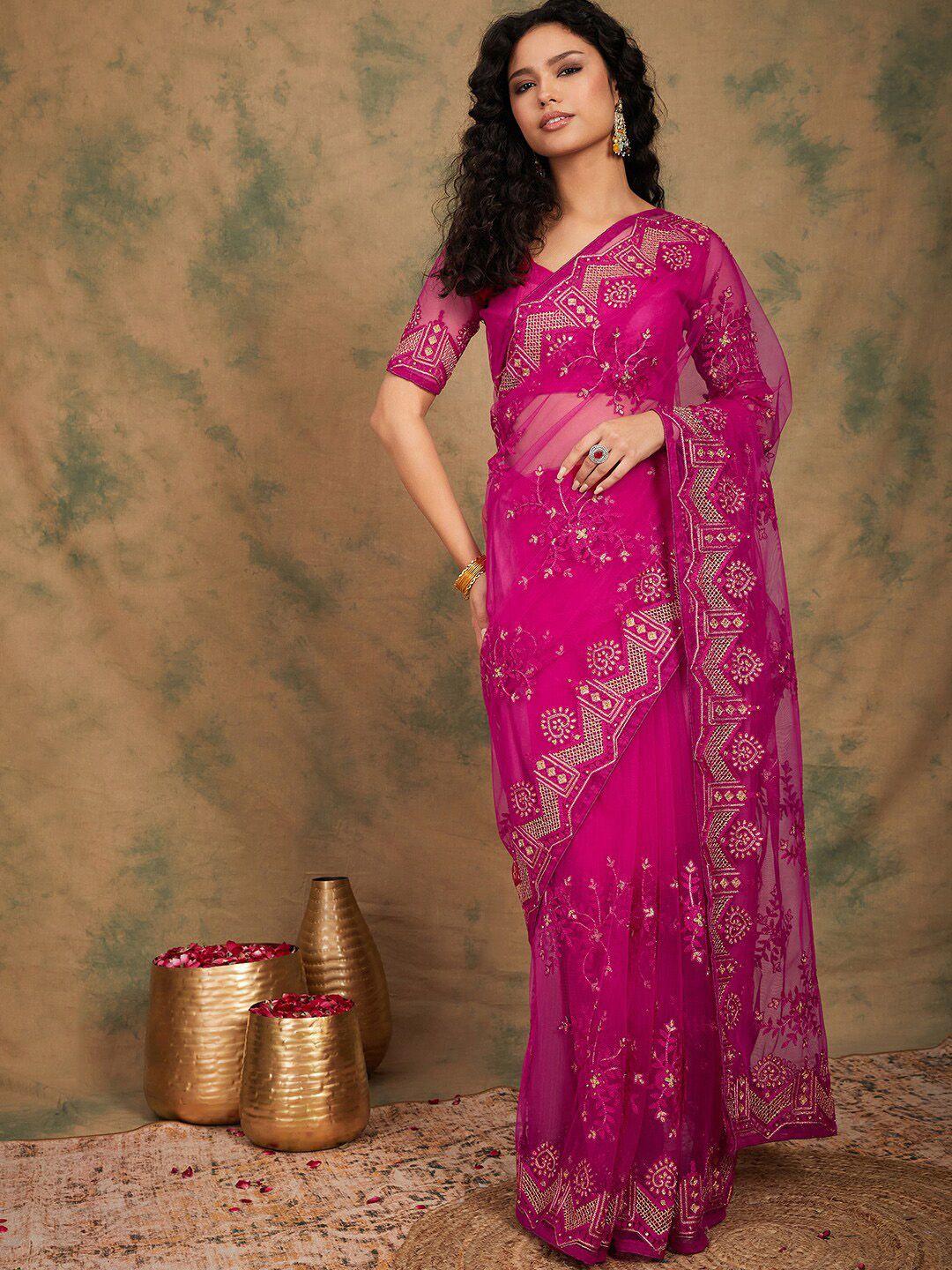 sangria embroidered saree with blouse piece