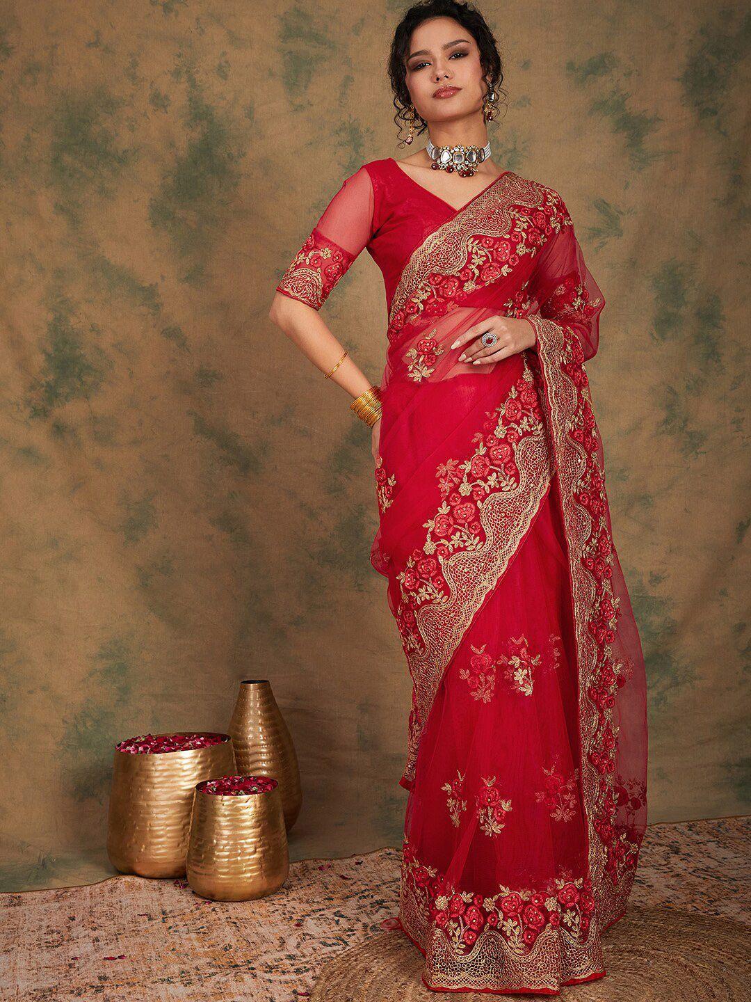 sangria embroidered sarees with blouse