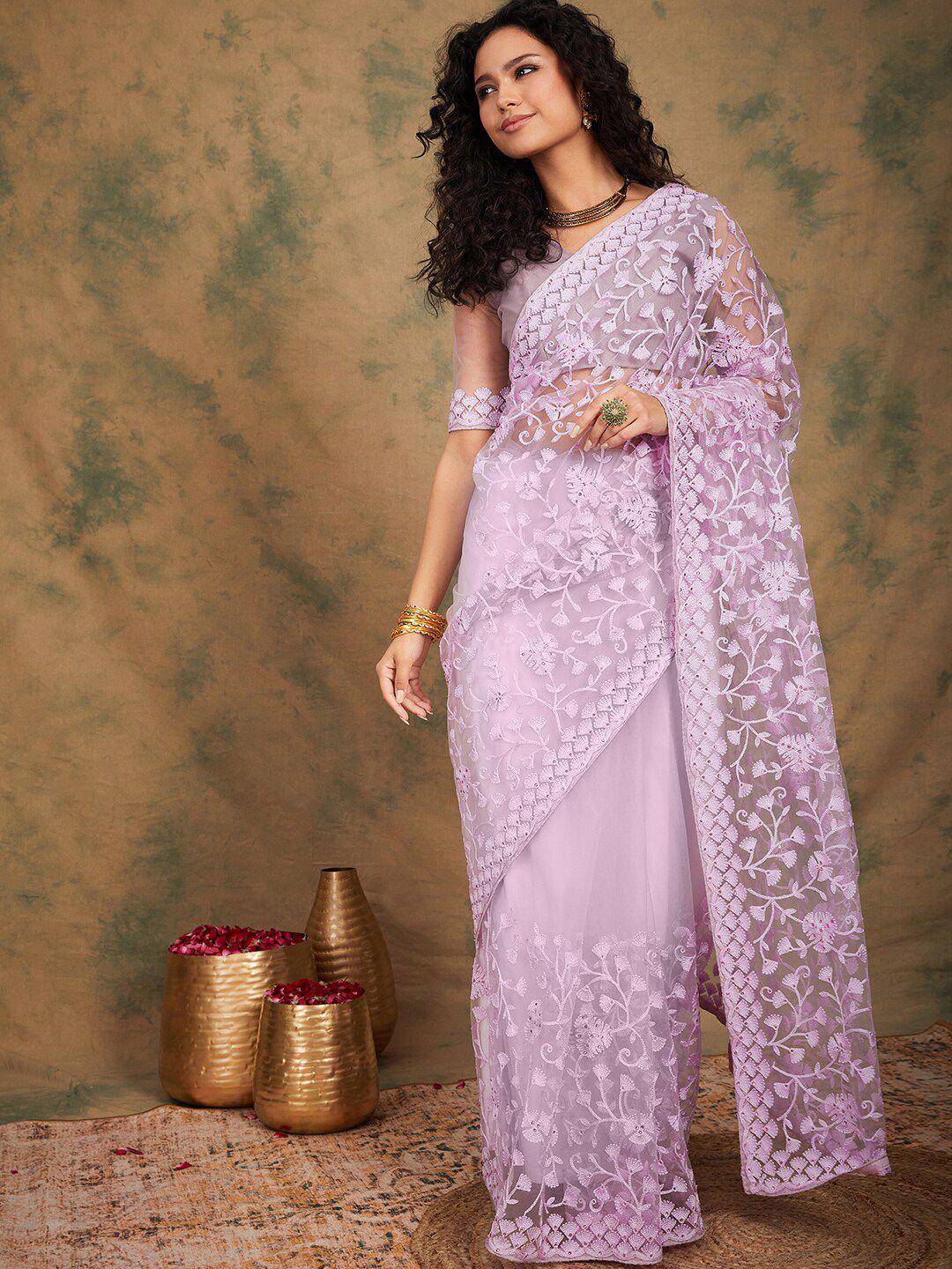 sangria embroidered sarees with blouse