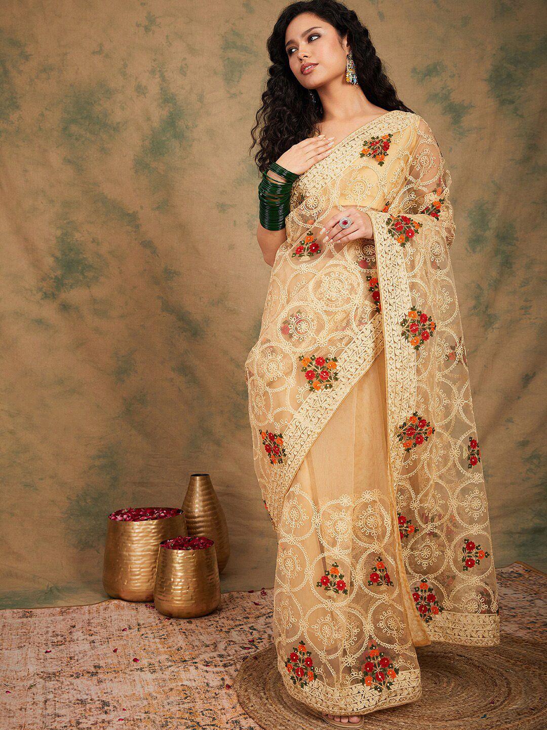 sangria embroidered sarees with blouse