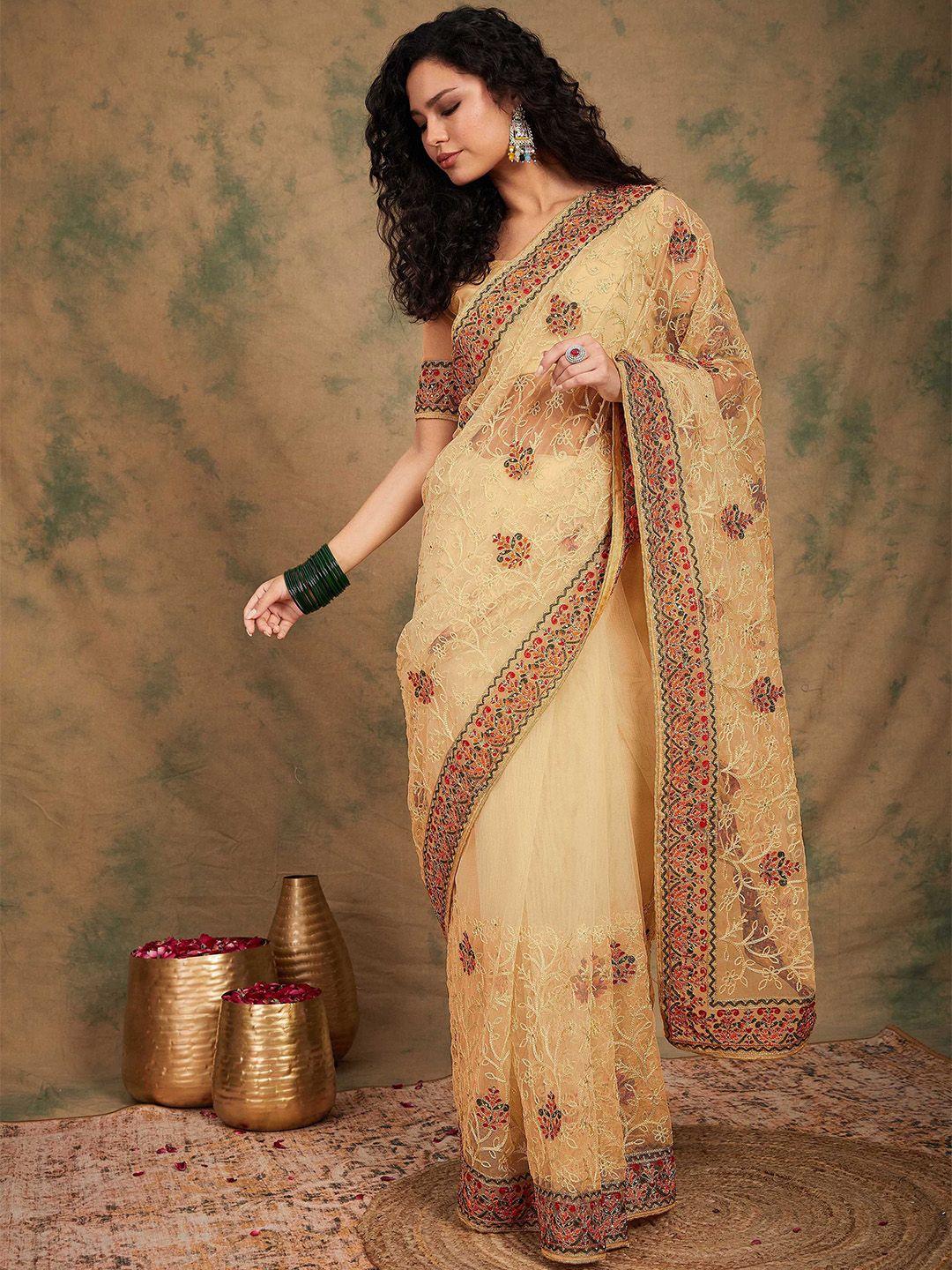 sangria embroidered sarees with blouse