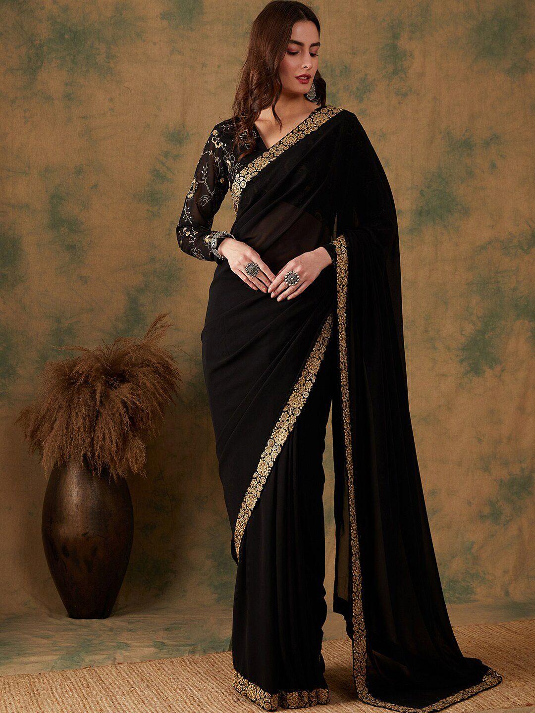 sangria embroidered sequinned bordered saree