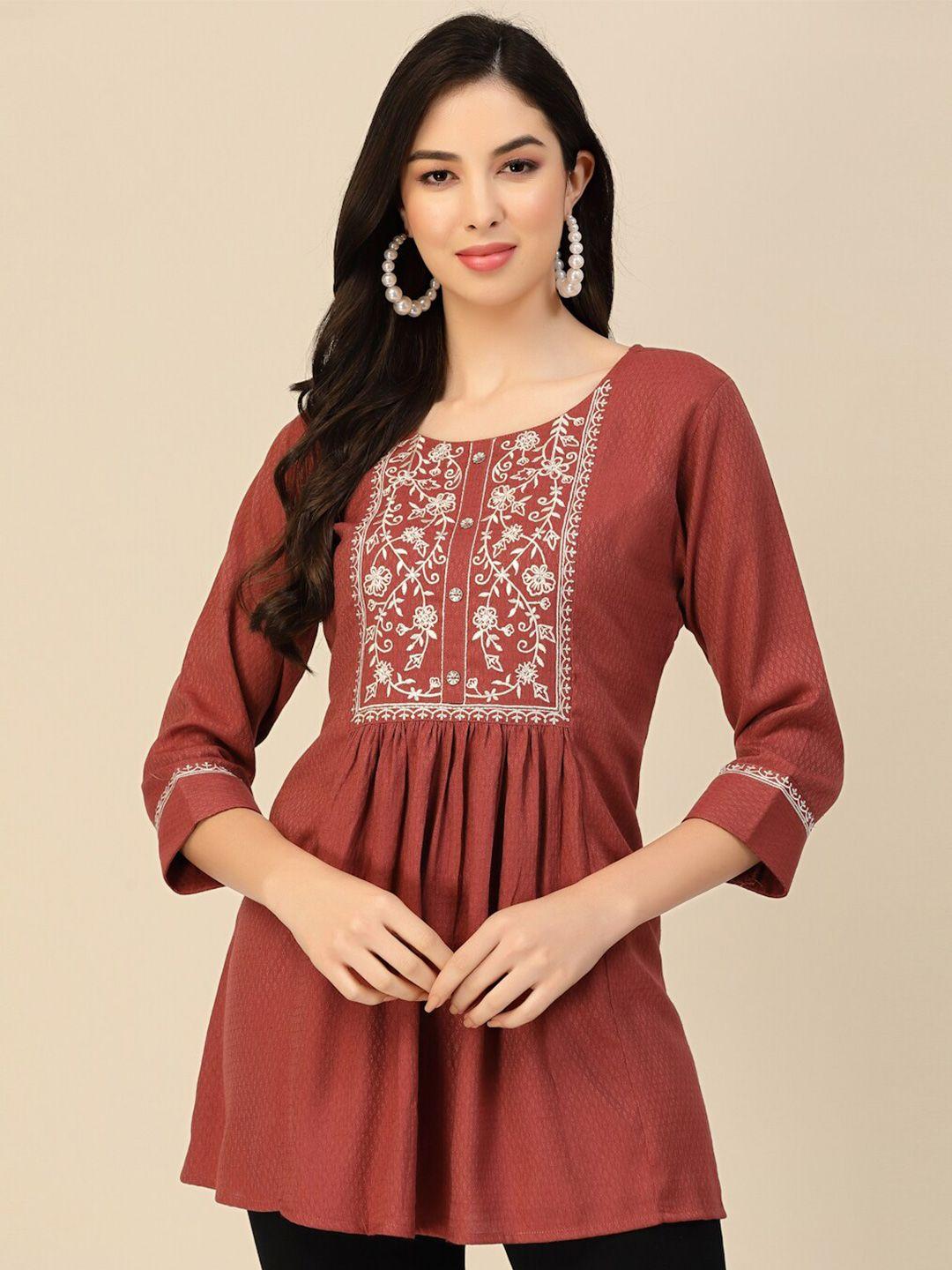 sangria embroidered straight kurti