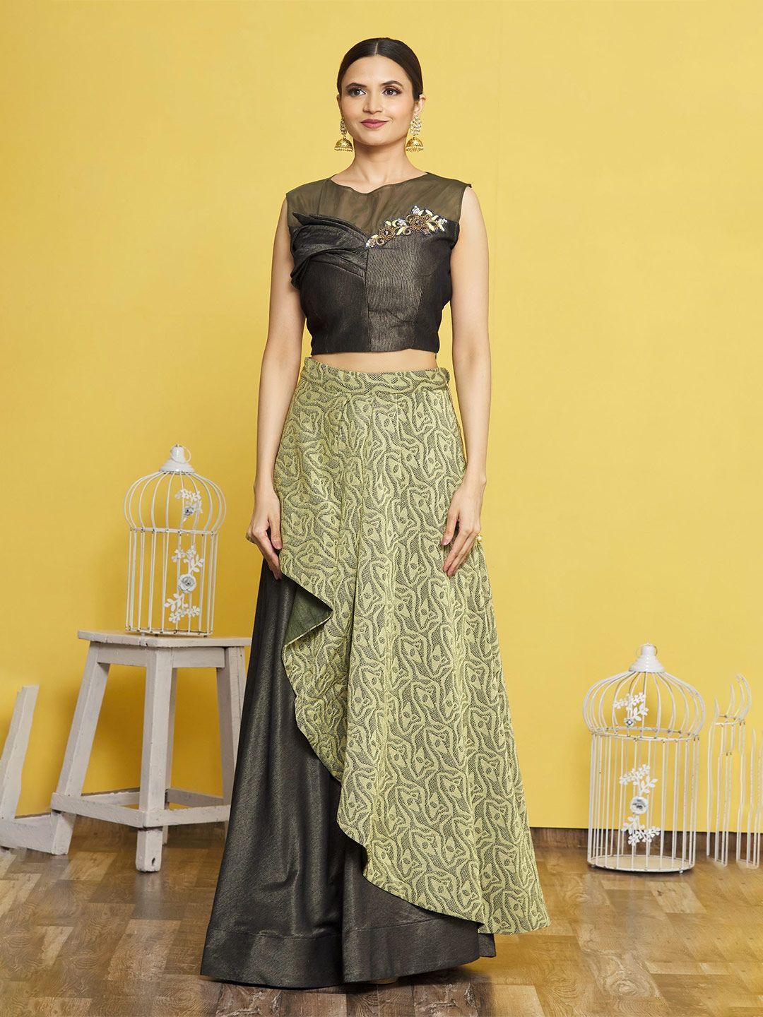 sangria embroidered v-neck velvet lehenga choli