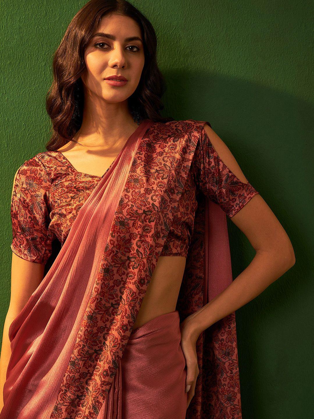 sangria ethnic floral printed border saree