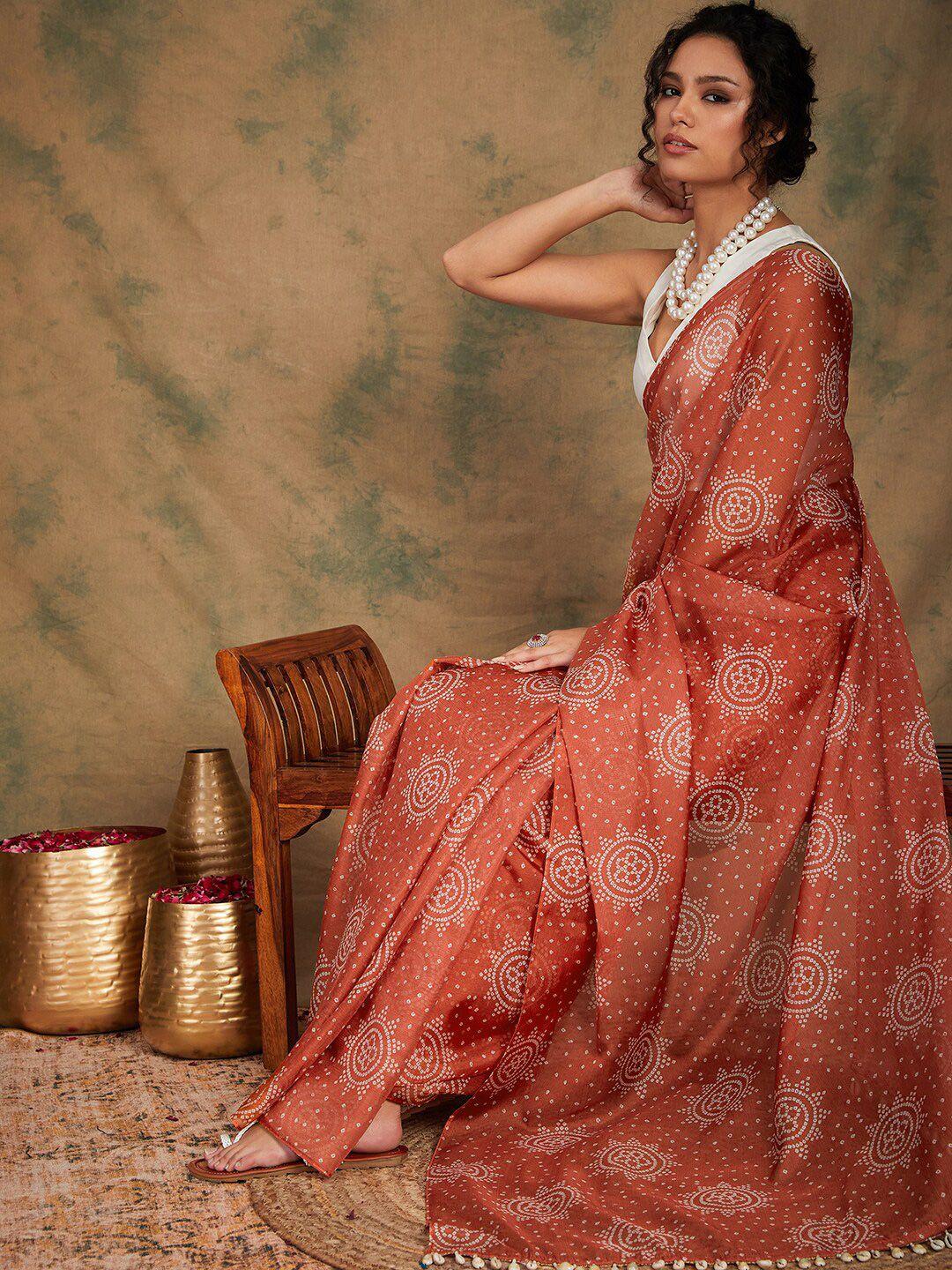 sangria ethnic morifs printed organza saree