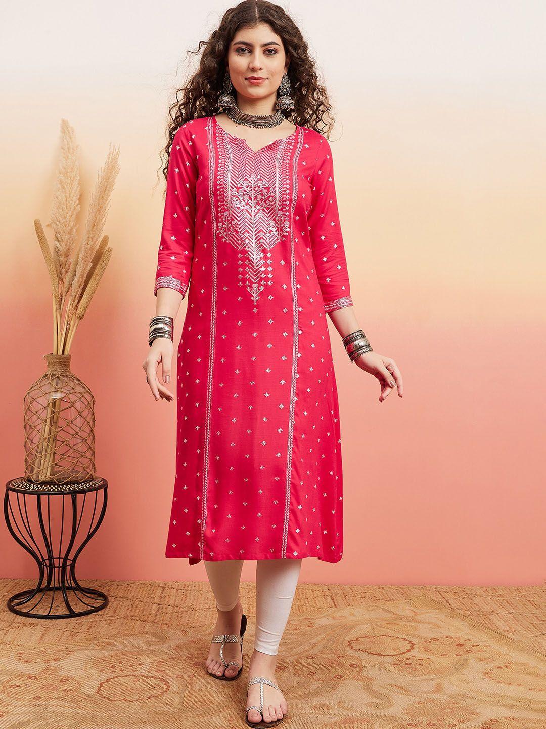 sangria ethnic motif-printed a-line kurta