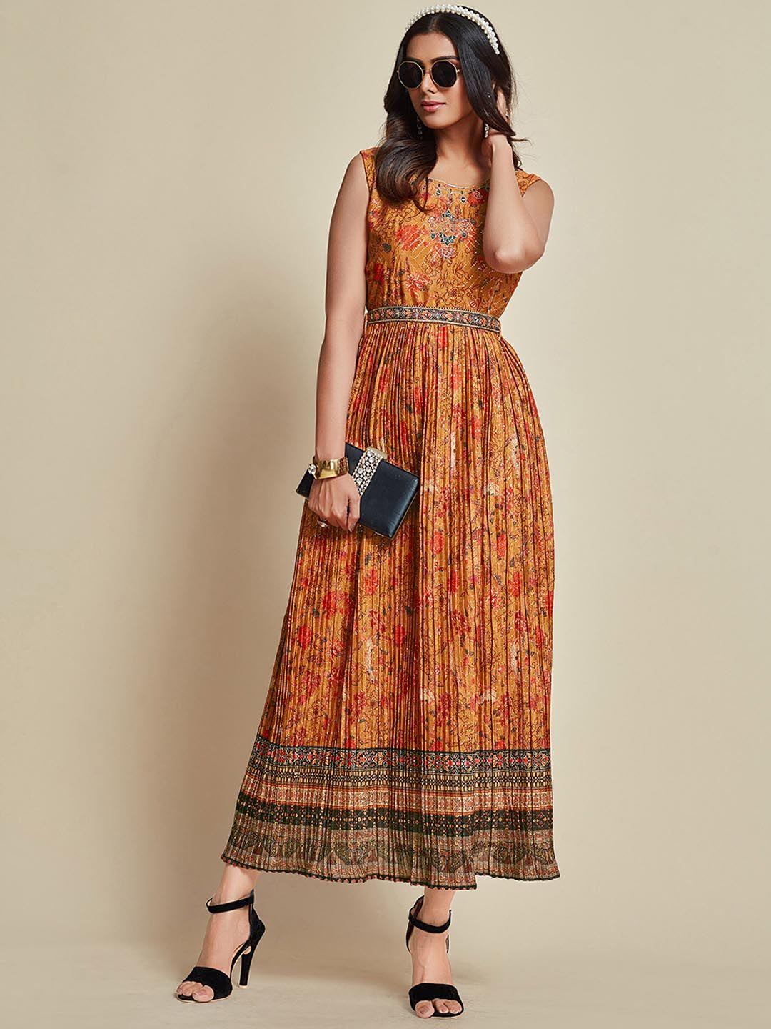 sangria ethnic motif-printed maxi  ethnic dresses