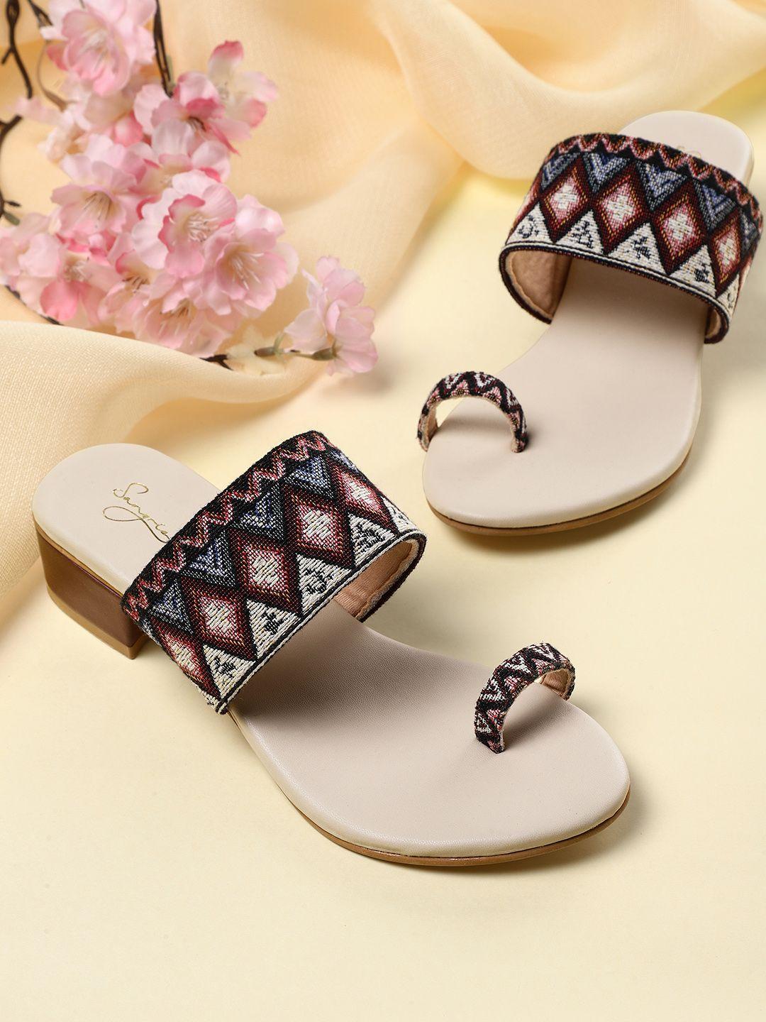 sangria ethnic motif woven design heels