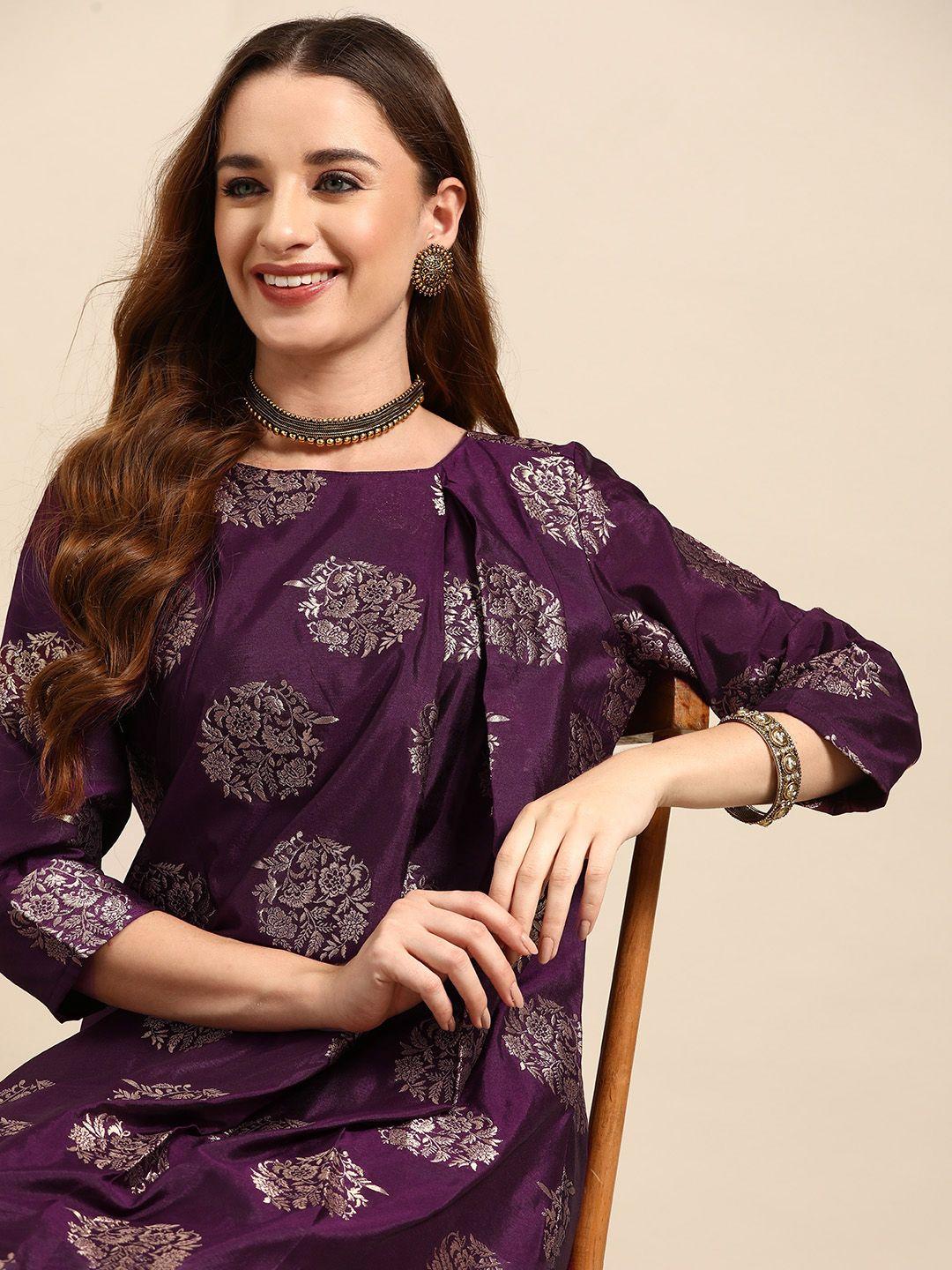 sangria ethnic motifs brocade zari work kurta set