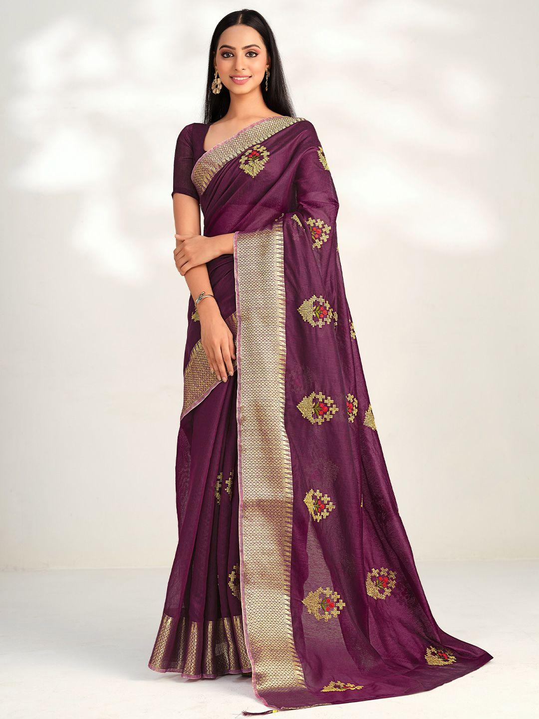 sangria ethnic motifs embroidered silk cotton saree