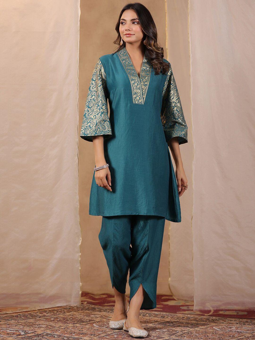 sangria ethnic motifs printed a line kurta with trousers