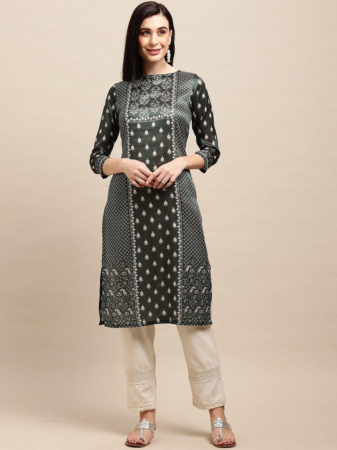 sangria ethnic motifs printed chanderi silk staight kurta