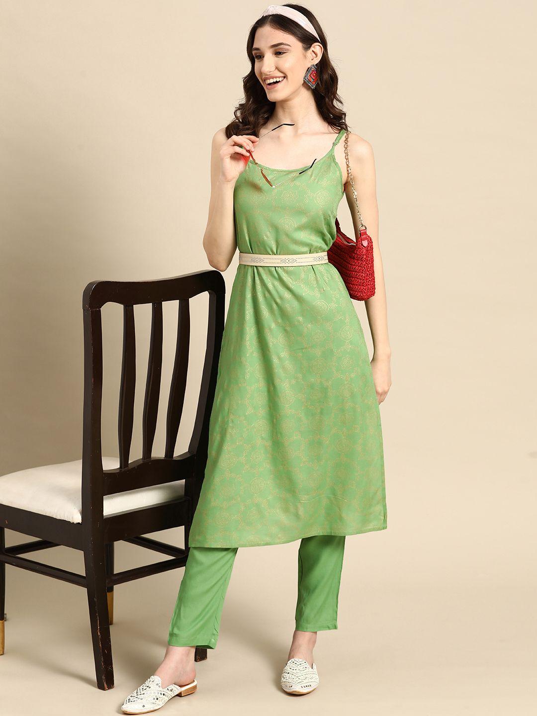 sangria ethnic motifs printed kurta with trousers