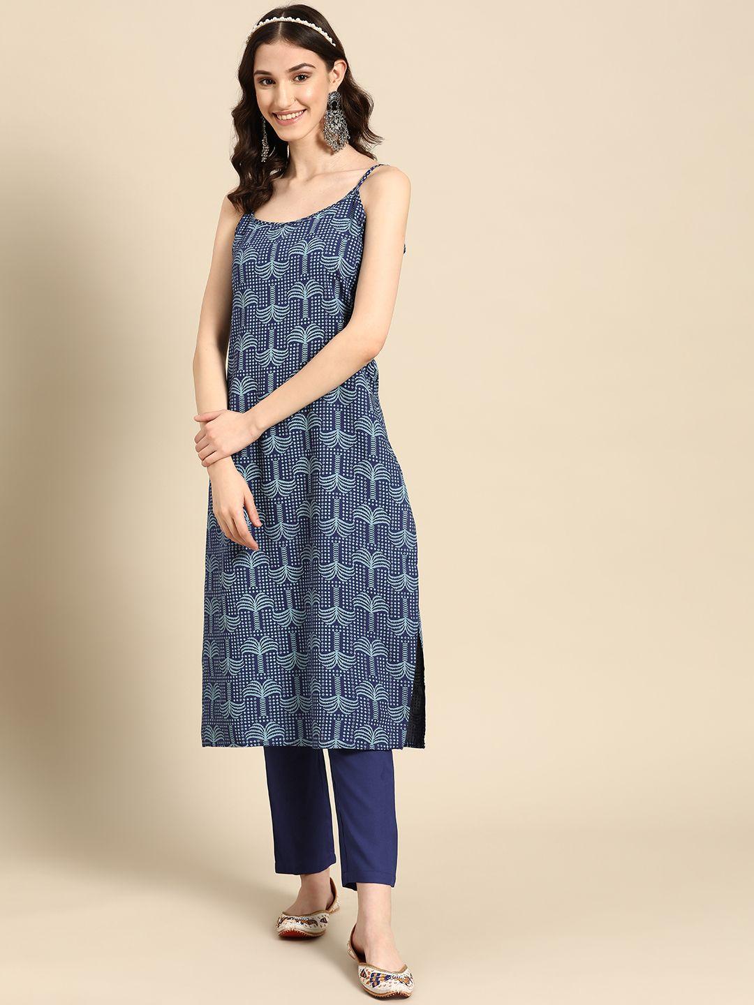 sangria ethnic motifs printed kurta with trousers