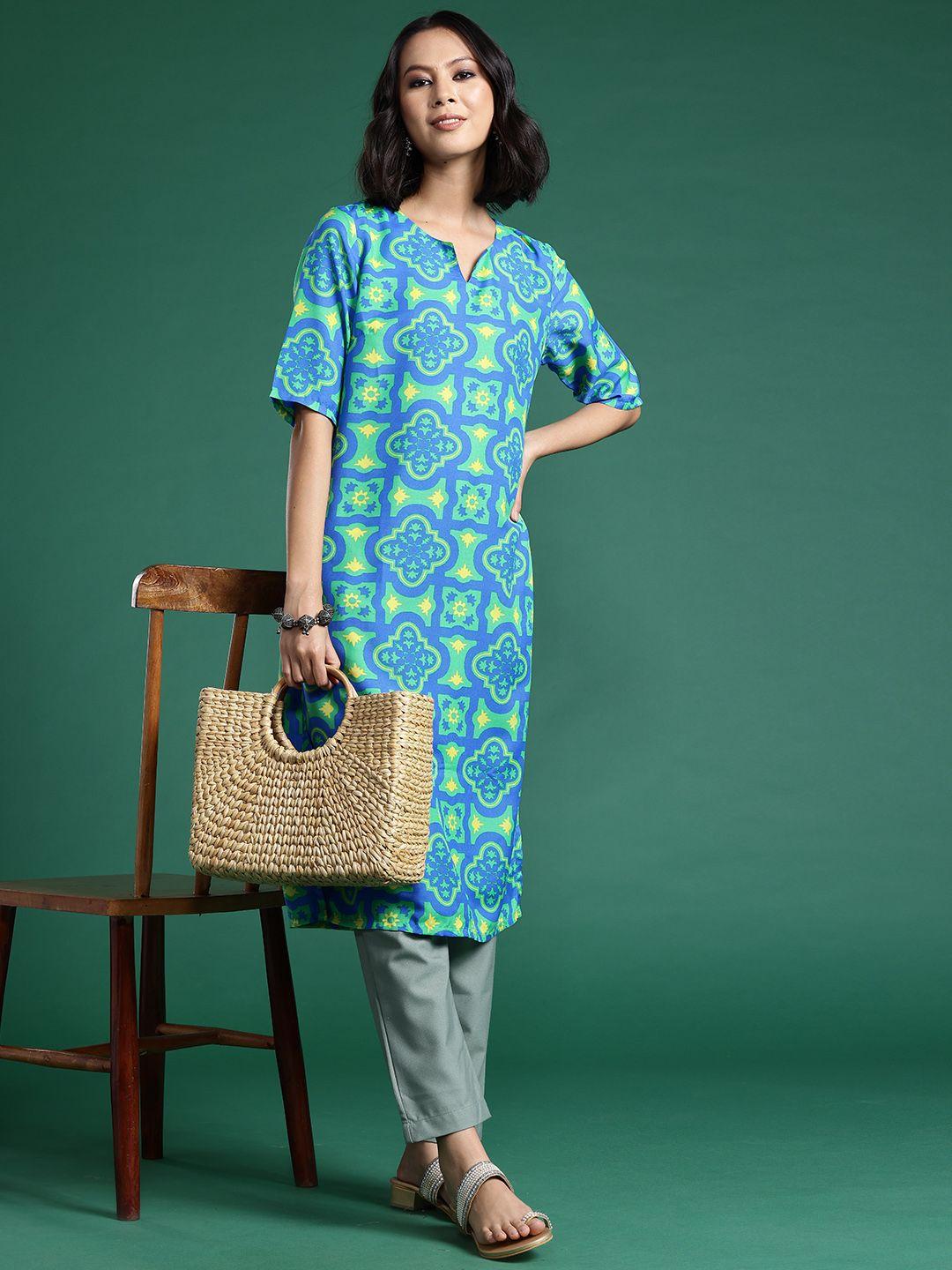 sangria ethnic motifs printed kurta