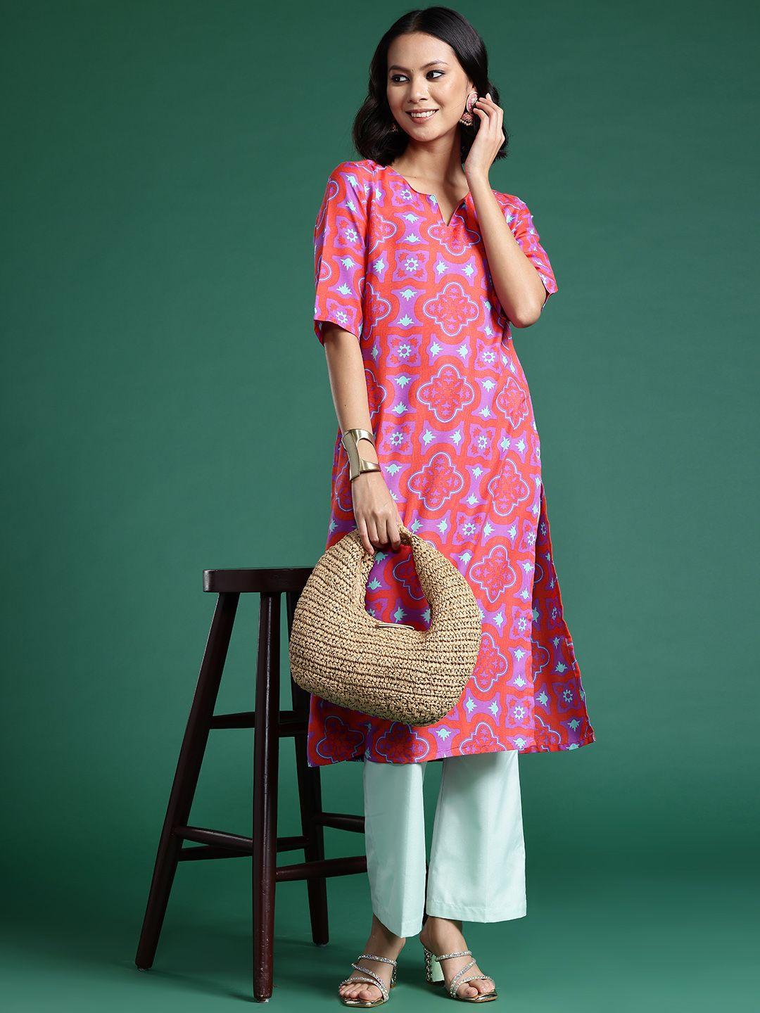 sangria ethnic motifs printed kurta