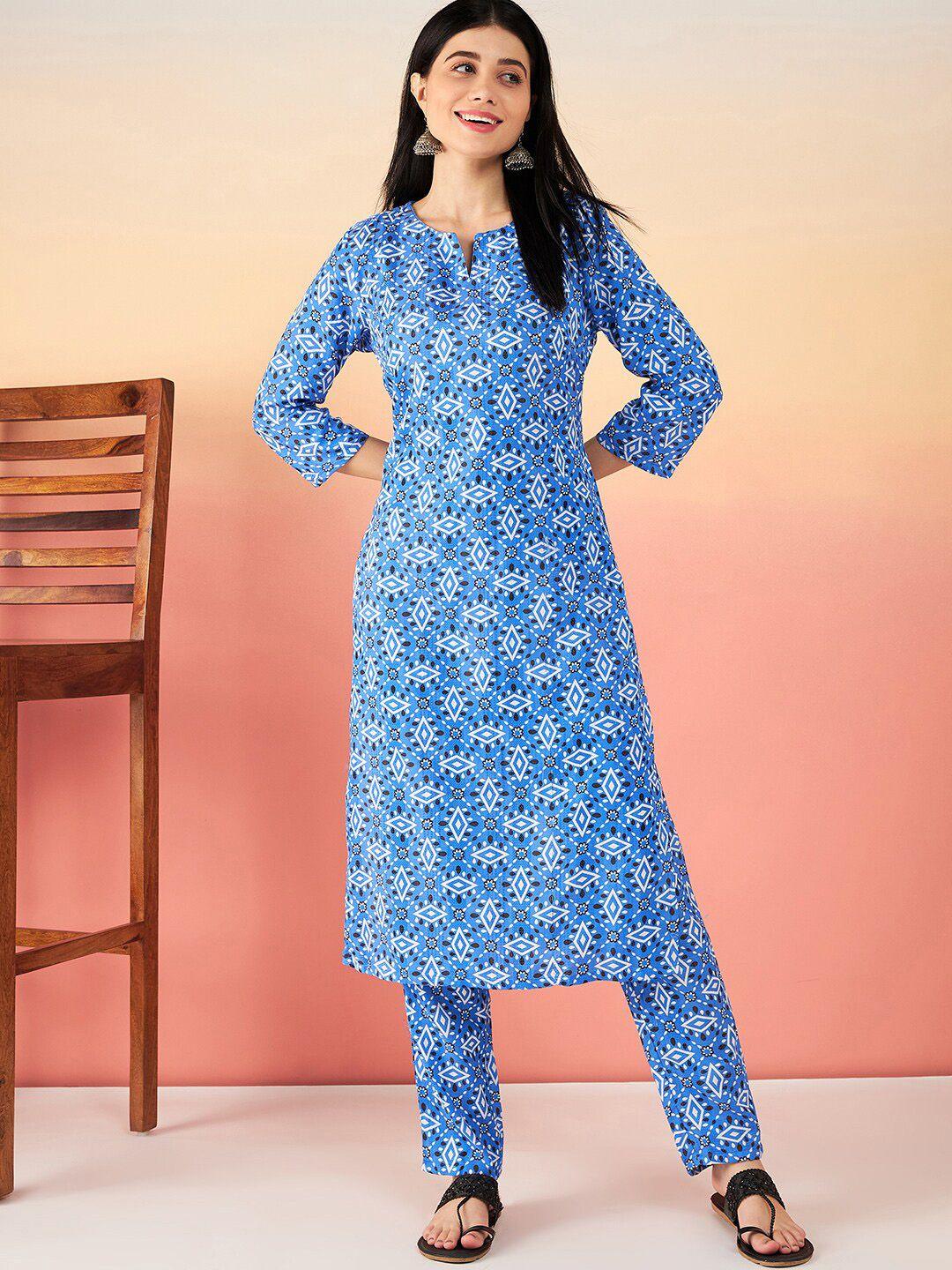 sangria ethnic motifs printed straight kurta with trouser