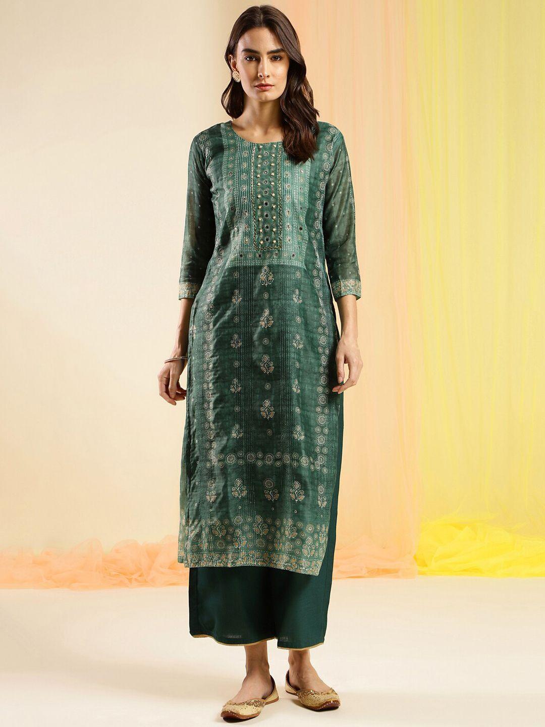 sangria ethnic motifs printed straight kurta