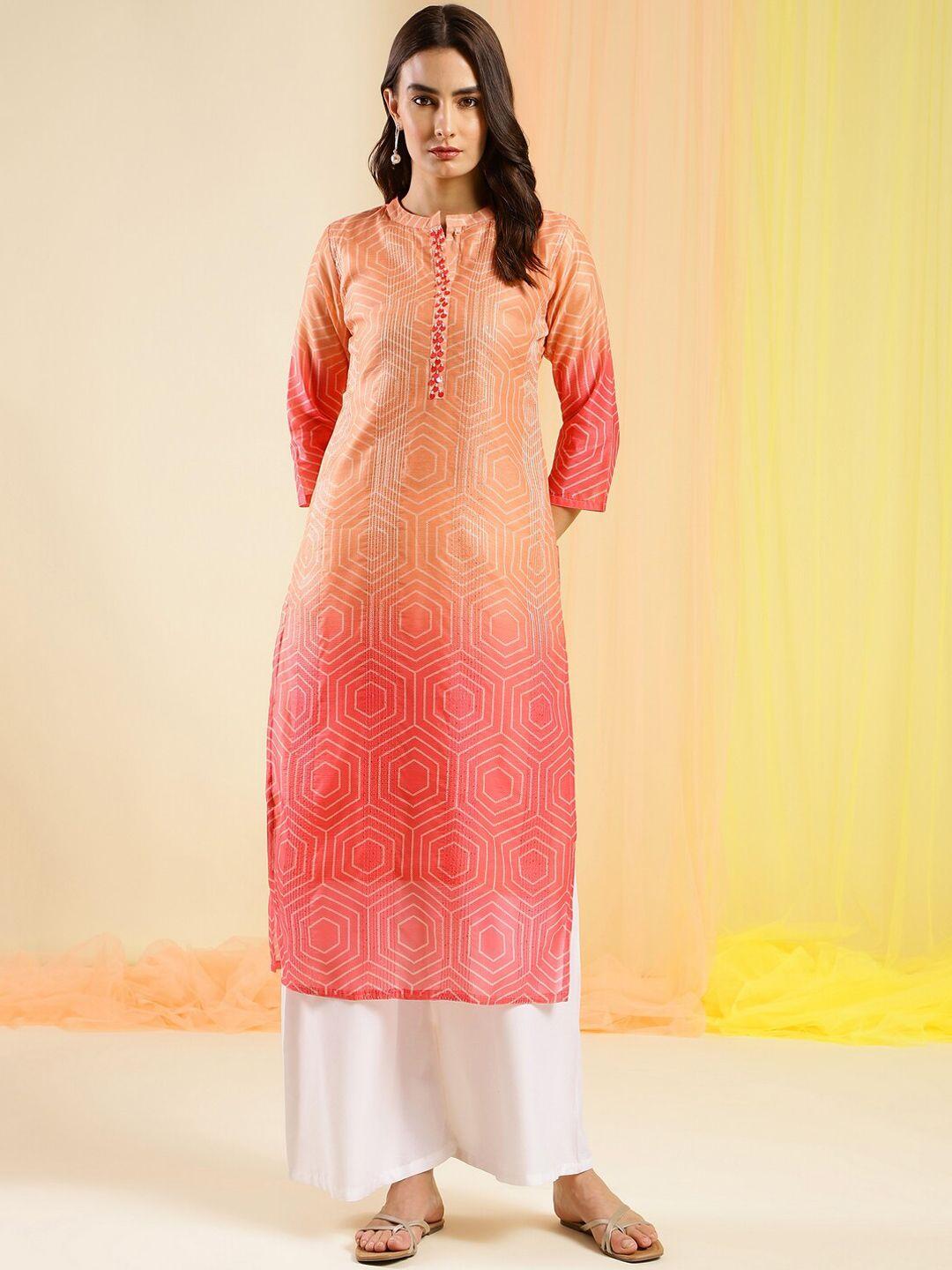 sangria ethnic motifs printed straight kurta