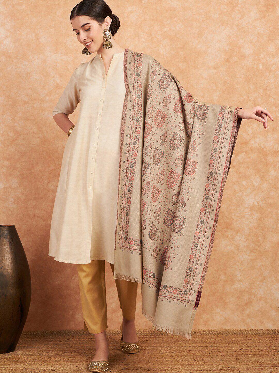 sangria ethnic motifs woven design shawl