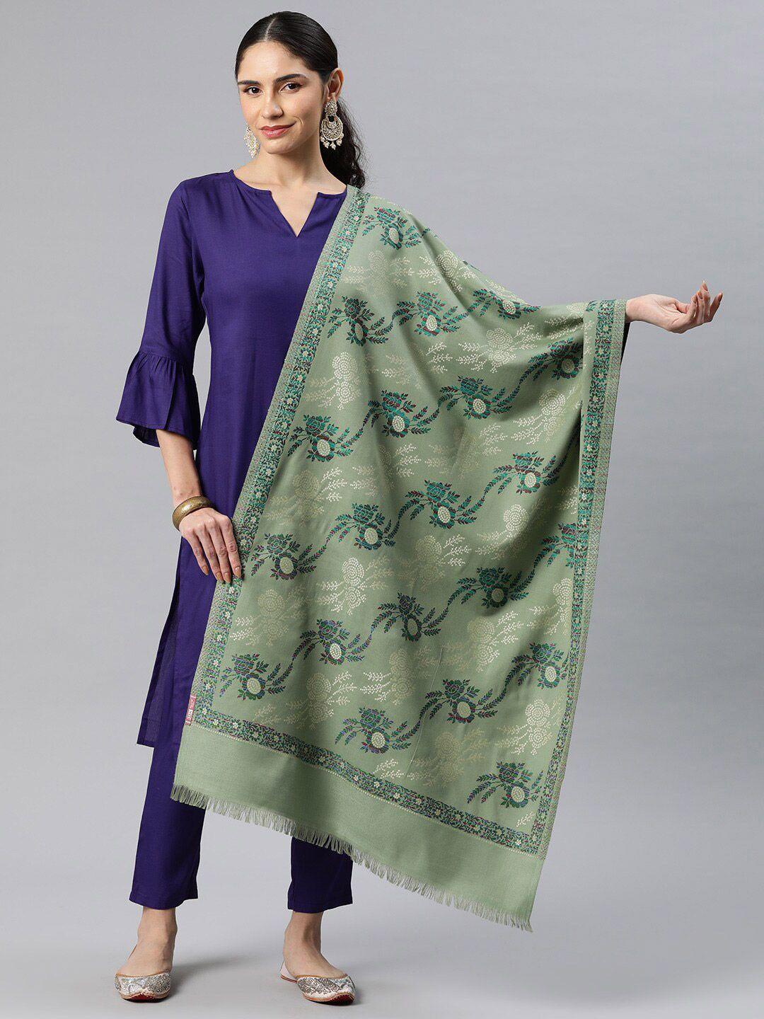 sangria ethnic motifs woven design woollen pashmina stole