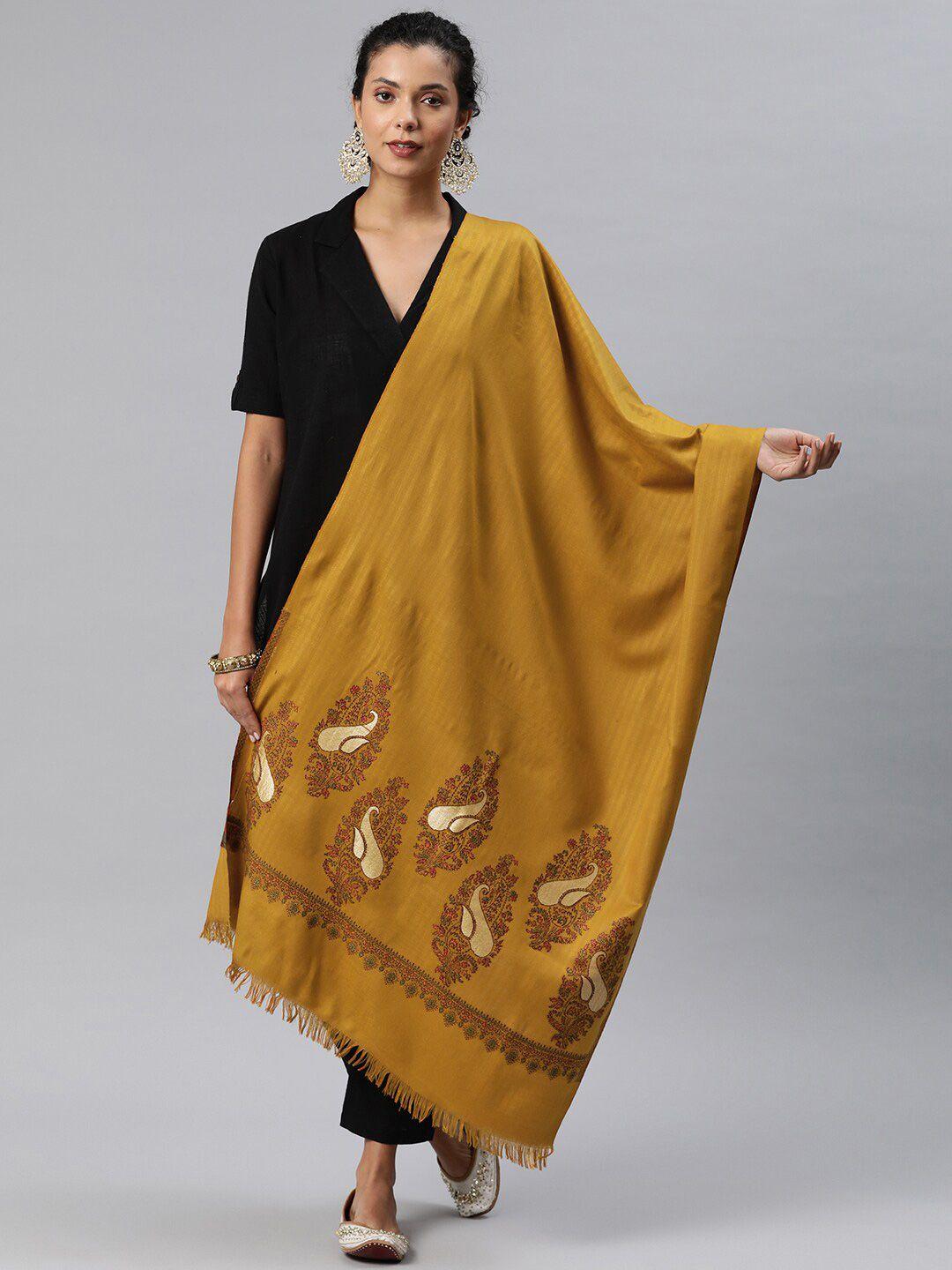 sangria ethnic motifs woven design woollen pashmina stole