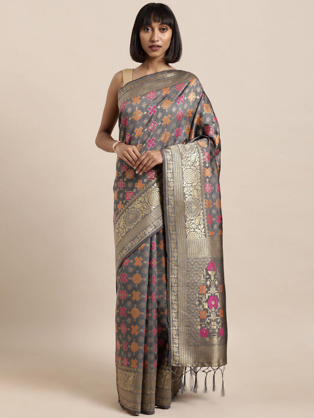 sangria ethnic motifs zari silk blend banarasi saree