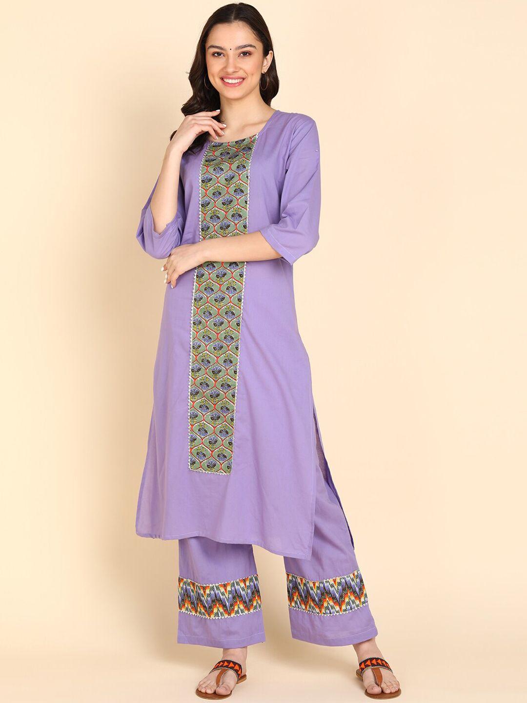 sangria ethnic printed pure cotton straight kurta with palazzo