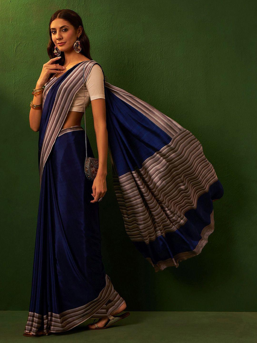 sangria ethnic striped border saree