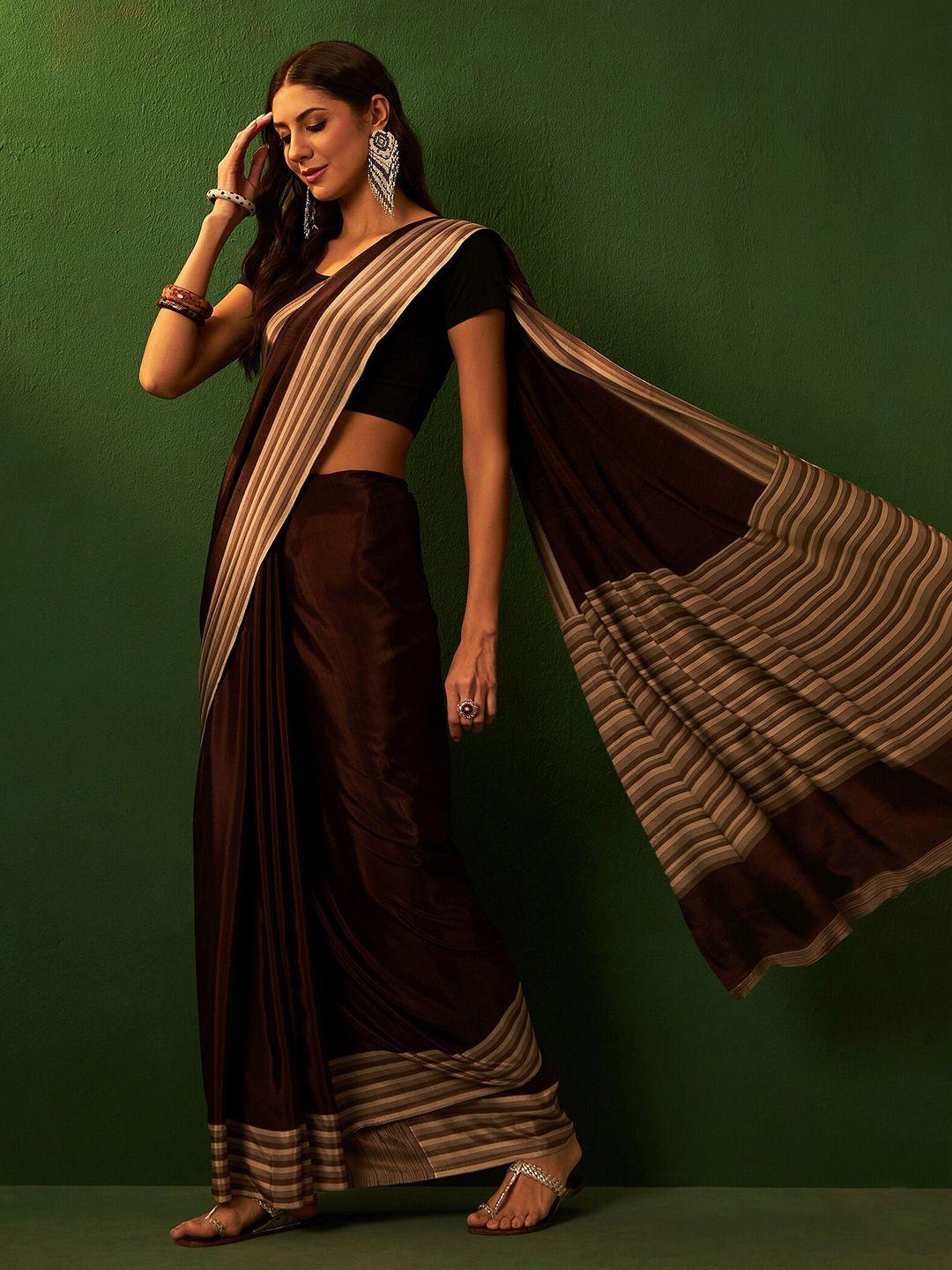 sangria ethnic striped border saree