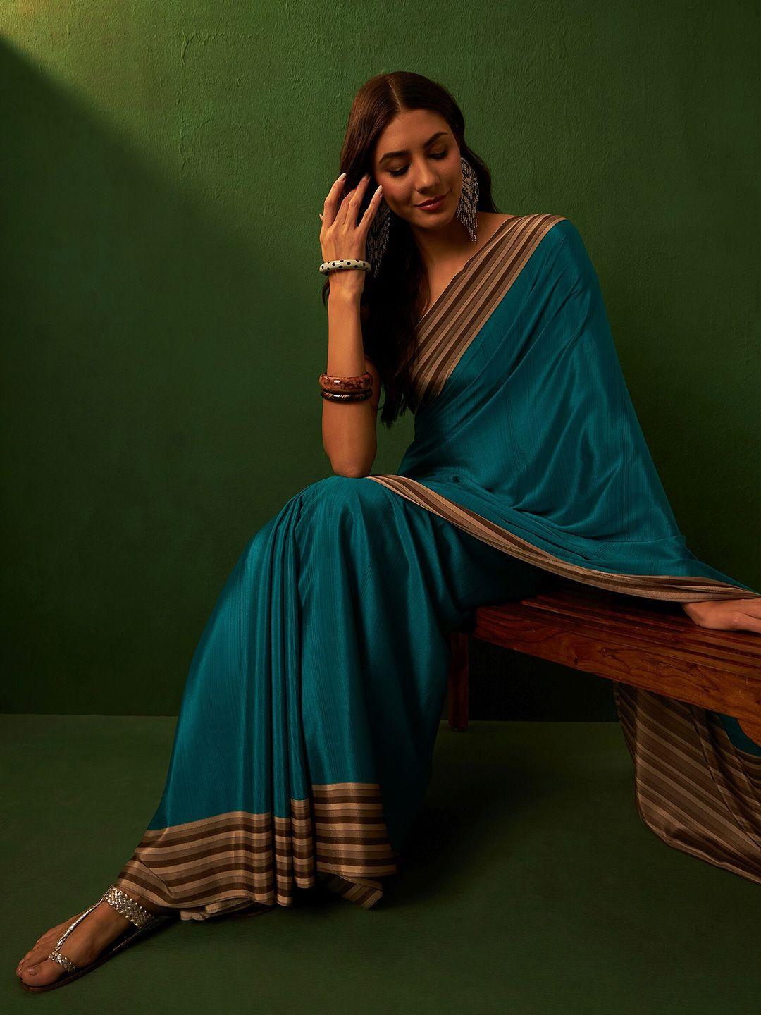 sangria ethnic striped border saree