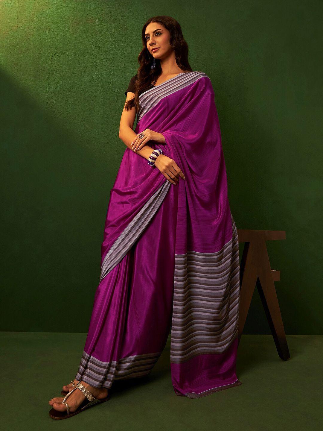 sangria ethnic striped border saree